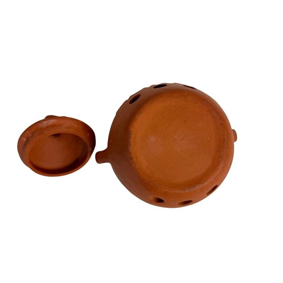 Terracotta Garlic Keeper Jar with Lid Kitchen Storage Pot Rustic Kitchen Decor - Picture 8 of 12